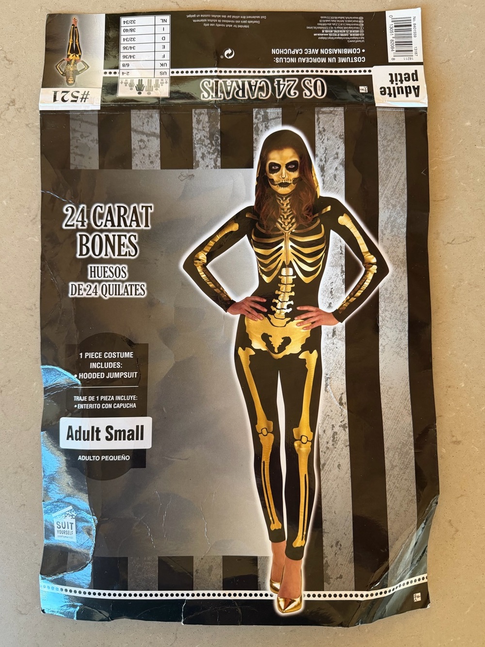 Gold Metallic Skeleton Halloween Costume 24 Carat Bones - Womens Small 2-4
